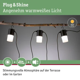 Paulmann Plug & Shine zewnętrzny łańcuch świetlny Tubs antracyt 3xE14 - Lampy ogrodowe - miniaturka - grafika 2