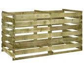 Kompostowniki - Podwójny drewniany kompostownik ogrodowy z drewna sosnowego D6-K73 - miniaturka - grafika 1