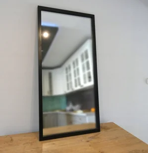 DUŻE Lustro wąska czarna rama 3cm MDF 70x60 - Lustra - miniaturka - grafika 1