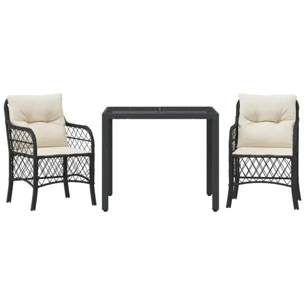 Zestaw bistro rattan PE czarny 90x90x75 cm