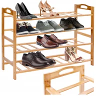 Szafki na buty - Regał Stojak Półka Szafka Na Buty Bambusowa Organizer Drewniany 4 Półki - miniaturka - grafika 1
