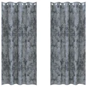Zasłony - vidaXL Zasłona z zasłonami 2 pcs Srebrny szary 225 x 140 cm Aksamit - miniaturka - grafika 1