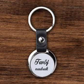 Breloki - Okrągły metalowy brelok z czarnym paskiem z Twoim zdjęciem - miniaturka - grafika 1