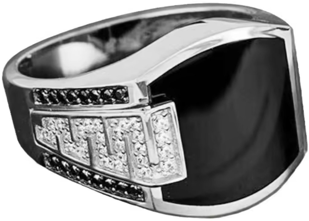 Srebrny Sygnet Luksusowy z Kamieniami Szlachetnymi Czarne Stal Szlachetna