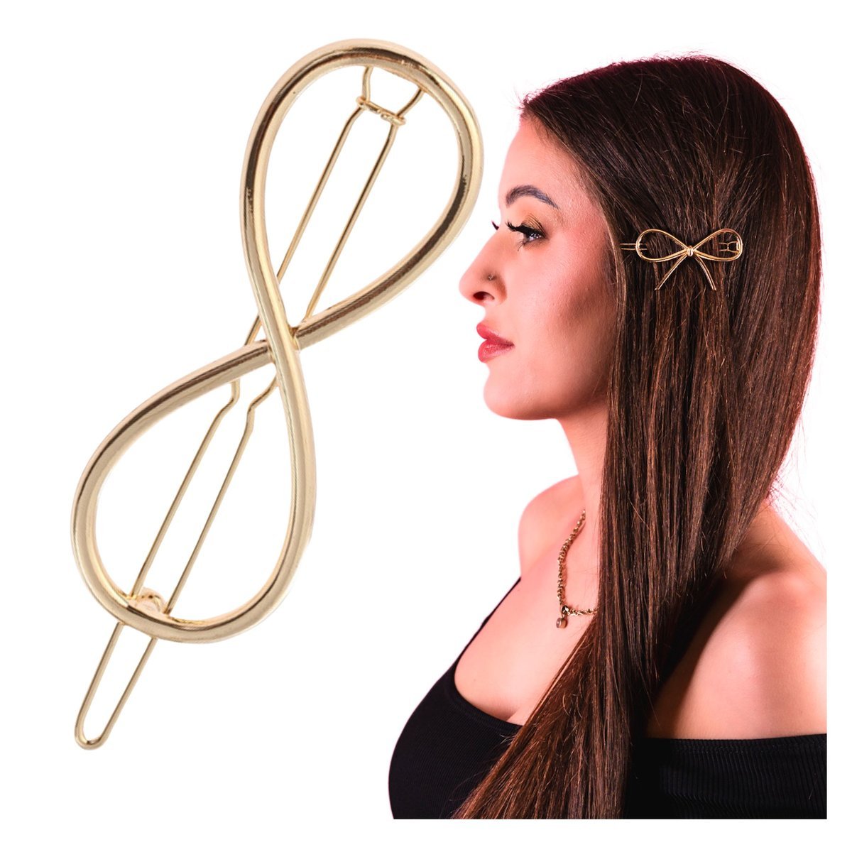 Spinka Wsuwka Złota do Włosów Ozdobna Nieskończoność Metalowa i Wytrzymała