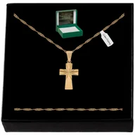 Biżuteria dla dzieci - ZŁOTY ŁAŃCUSZEK + ZAWIESZKA KRZYŻYK PR. 925/585 14K + GRAWER GRATIS KOMUNIA - miniaturka - grafika 1