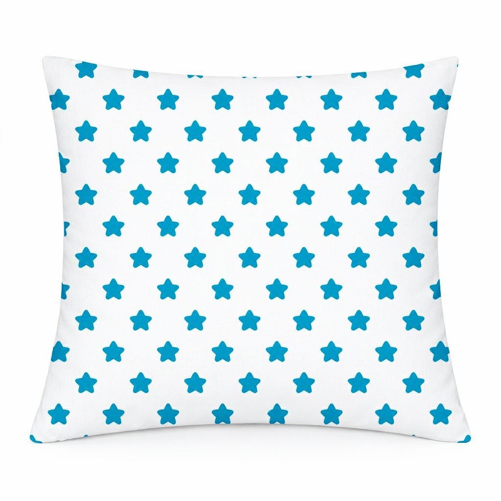 Poszewka bawełniana 40x40 biała w niebieskie gwiazdki, dziecięcy nowoczesny - COTTON HOME KIDS