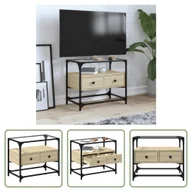 Szafki RTV - The Living Store Szafka RTV ze szklanym blatem dąb sonoma 60x35x51cm materiał drewnopochodny - miniaturka - grafika 1