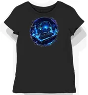 Koszulki i topy damskie - Koszulka damska czarna z motywem błękitnego sprzętu gamingowego XS - miniaturka - grafika 1
