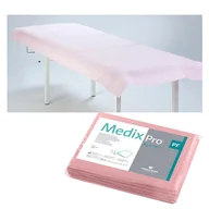 Kosmetyczne akcesoria jednorazowe - Prześcieradło jednorazowe 77cm x 210cm różowe podfoliowane 54g MedixPro 5szt - miniaturka - grafika 1