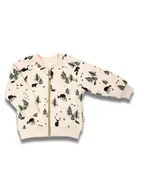 Bluzy dla chłopców - Chłopięca bluza dresowa w leśny wzór beżowa Nicol,r.104 - miniaturka - grafika 1