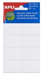 APLI 2554 etykiety, białe, podwójne, z przodu (25 x 40), 5 arkuszy - Etykiety do drukarek - miniaturka - grafika 1