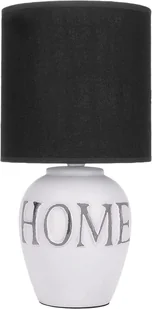 Lampa stołowa lub nocna BRUBAKER Home - Lampa stołowa z ceramiczną podstawą i kloszem z tkaniny - 30,5 cm wysokości, biało-szara - Oprawy, klosze i abażury - miniaturka - grafika 1