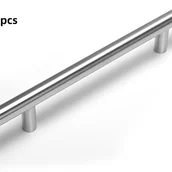 Zawiasy, okucia i inne akcesoria - Zestaw 4 uchwytów do drzwi ze stali nierdzewnej (400 x 12 x 32 mm), uchwyty do szuflad do mebli kuchennych, rozstaw osi 256 mm - miniaturka - grafika 1