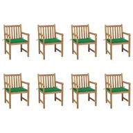 Fotele i krzesła ogrodowe - vidaXL Lumarko Krzesła ogrodowe 8 szt., z zielonymi poduszkami, drewno tekowe! 3073063 - miniaturka - grafika 1