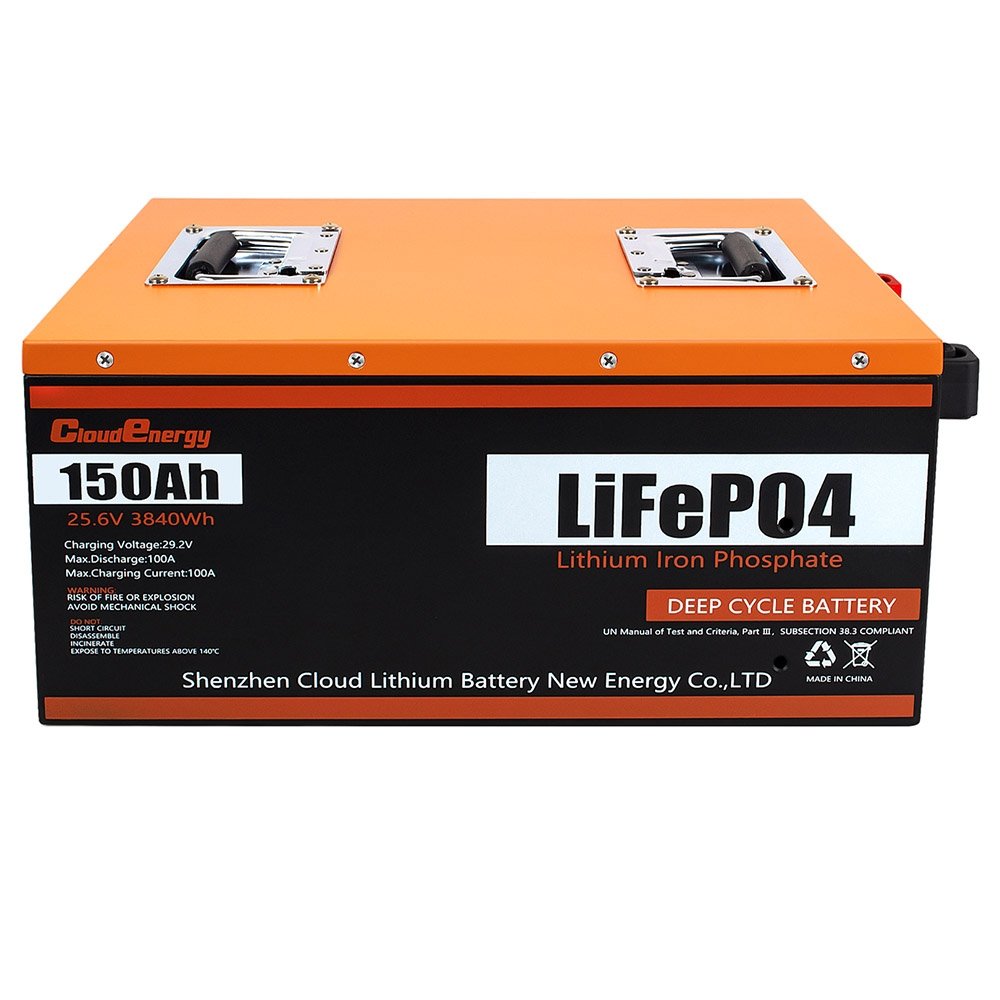 Cloudenergy 24V 150Ah LiFePO4 Battery Pack 3840Wh Energy 6000 Cycles Built-in 100A BMS