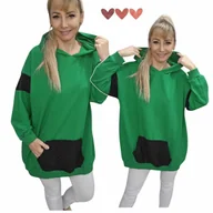Bluzy damskie - BLUZA DAMSKA KANGUREK DRESOWA kaptur na co dzień zielona 50 52 5XL 6XL 3167 - miniaturka - grafika 1
