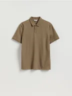 Koszulki męskie - Reserved - Koszulka polo regular ze strukturalnej dzianiny - brązowy - miniaturka - grafika 1