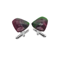 Spinki do mankietów i krawatów - Spinki do mankietów Rubin z zoisytem (S1135) Srebro [925] - miniaturka - grafika 1