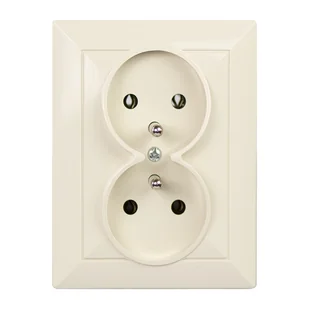 Abex Gniazdo podwójne z/u monoblok Perła - beż - Gniazdka elektryczne - miniaturka - grafika 1