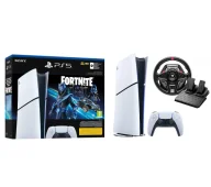 Konsole Playstation - Sony PlayStation 5 Digital Slim D Chassis (PS5 1TB Zestaw Fortnite Cobalt + Kierownica Thrustmaster T128) - miniaturka - grafika 1