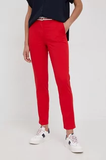 Spodnie damskie - Tommy Hilfiger spodnie HAILEY damskie kolor czerwony fason chinos high waist - grafika 1