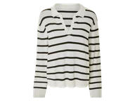 Swetry damskie - esmara® Sweter damski z cienkiej dzianiny (Biały/ czarny, L(44/46)) - miniaturka - grafika 1