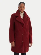 Płaszcze damskie - Vero Moda Kożuch Kylie Teddy 10289938 Bordowy Loose Fit - miniaturka - grafika 1