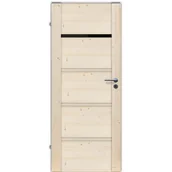 Drzwi wewnętrzne - Drzwi wewnętrzne drewniane świerkowe surowe łazienkowe Skogen Nero 80 lewe - miniaturka - grafika 1