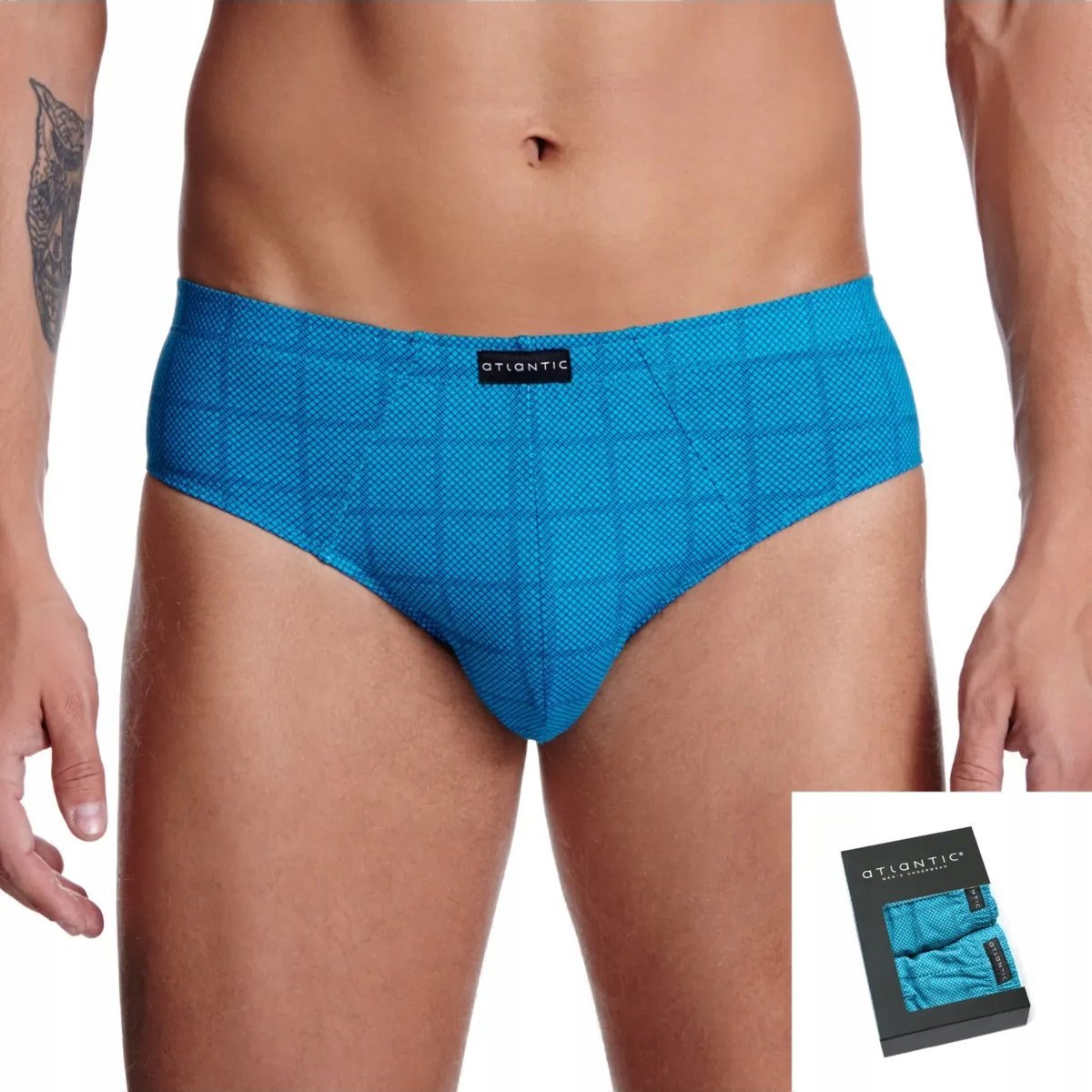SLIPY MĘSKIE ATLANTIC MP1351 CLASSIC TURKUSOWE W KRATKĘ 2PAK XXL