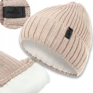 Czapki damskie - Czapka zimowa dla dzieci dziecięca ciepła POLAR WEŁNA MERINO 52-54 - miniaturka - grafika 1