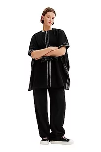 Desigual Women's Poncho_Cruces Milan, Black, One Size, czarny, jeden rozmiar - Kurtki damskie - miniaturka - grafika 1