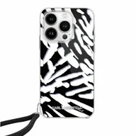 Etui i futerały do telefonów - Karl Lagerfeld KLHCP15LHZBPKCCK iPhone 15 Pro 6.1" czarny/black hardcase IML Zebra Pattern & Cord - miniaturka - grafika 1
