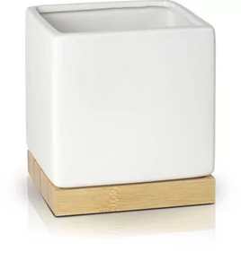 Osłonka doniczki Bamboo kwadratowa 16 cm biała 02.676.13 - Donice - miniaturka - grafika 1