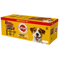 Mokra karma dla psów - Pedigree Adult saszetka 40x100 g Mix Smaków w Sosie mokra karma pełnoporcjowa dla dorosłych psów kawałki bogate w wołowinę i jagnięcinę bogate w jagnięcinę i wątróbkę bogate w wołowinę i wątróbk 52430-uniw - miniaturka - grafika 1