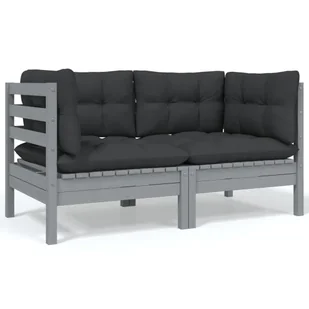 VidaXL 2-osobowa sofa ogrodowa z szarymi poduszkami, drewno sosnowe! 806648 - Sofy ogrodowe - miniaturka - grafika 1