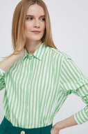 Koszule damskie - Tommy Hilfiger koszula bawełniana damska kolor zielony regular z kołnierzykiem klasycznym - miniaturka - grafika 1