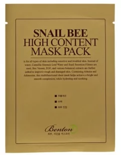 Benton Benton Snail Bee High Content Mask Pack Maska w płacie wykonanym z czystej bawełny - Maseczki do twarzy Benton Benton Snail Bee High Content Mask Pack Maska w płacie wykonanym z czystej bawełny - Maseczki do twarzy - miniaturka - grafika 1