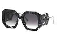 Okulary przeciwsłoneczne - Philipp Plein Okulary damskie, Shiny Grey/Black Havana, 54 - miniaturka - grafika 1