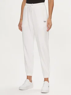 Tommy Jeans Spodnie dresowe Script DW0DW17771 Biały Relaxed Fit - Spodnie sportowe damskie - miniaturka - grafika 1