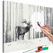 Malowanie po numerach - Obraz do samodzielnego malowania - Jeleń na śniegu (rozmiar 60x40) - miniaturka - grafika 1