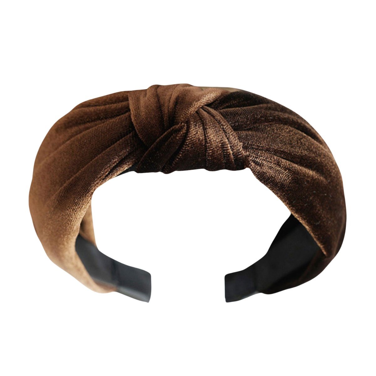 Opaska do Włosów Brązowa na Głowę Welurowa Szeroka z Supłem Wygodna i Lekka