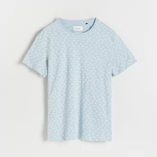 Koszulki męskie - Reserved T-shirt regular z nadrukiem - Niebieski - grafika 1