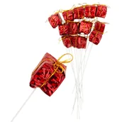 Ozdoby bożonarodzeniowe - PREZENCIKI PREZENTY NA PIKU DRUCIKU 12SZT CZERWONE DEKORACJA ŚWIĄTECZNA - miniaturka - grafika 1