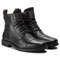 Botki męskie - LEVI'S EMERSON TRZEWIKI SKÓRZANE CZARNE 47 ŻŁF - miniaturka - grafika 1