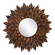 Lustra - Dekoracyjne Lustro Ścienne Brown Ø 74 Cm Wykonane Ze Szkła Z Metalową Ramą - - miniaturka - grafika 1