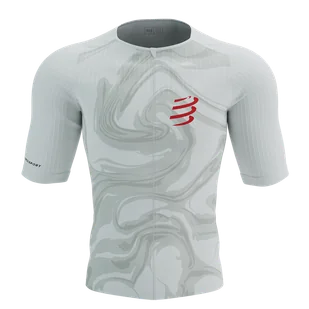COMPRESSPORT Triathlonowa koszulka kompresyjna TRI POSTURAL AERO SS TOP white print - Koszulki sportowe męskie - miniaturka - grafika 1