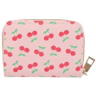 JiaWei Uchwyt na kartę kredytową Mały portfel Damski uchwyt na karty Cherry Coin Portmonetka Estetyczny portfel na zamek błyskawiczny XK7 Różowy 11... - Portfele - miniaturka - grafika 1