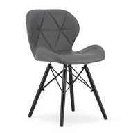 Krzesła - Krzesło LAGO - ekoskóra ciemny szary / nogi czarne - miniaturka - grafika 1