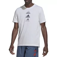 Koszulki sportowe męskie - Koszulka adidas Designed To Move Logo HM4799 - biała - Adidas - miniaturka - grafika 1